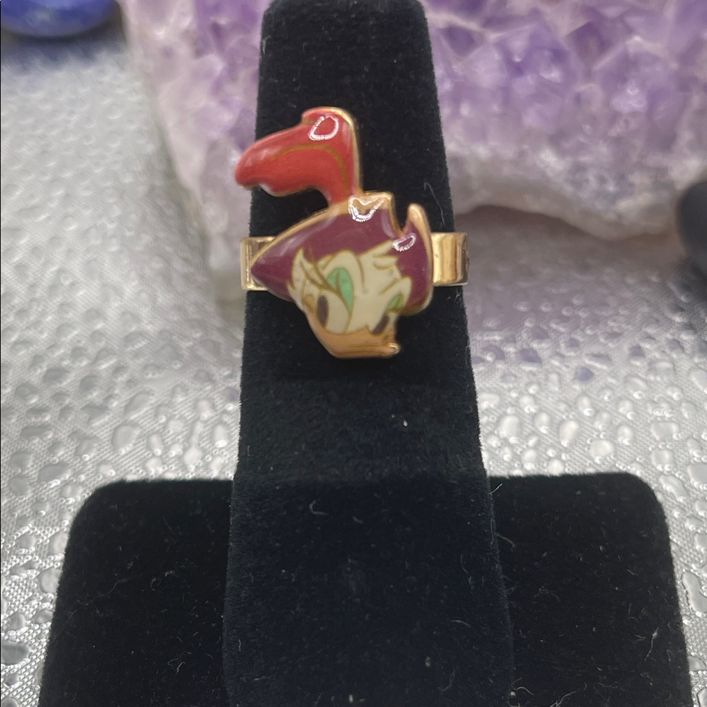 2.23.26-12collectible Goldtone Daisy Duck Red, Purple, Teal Enamel Ring (Sz 5.5)